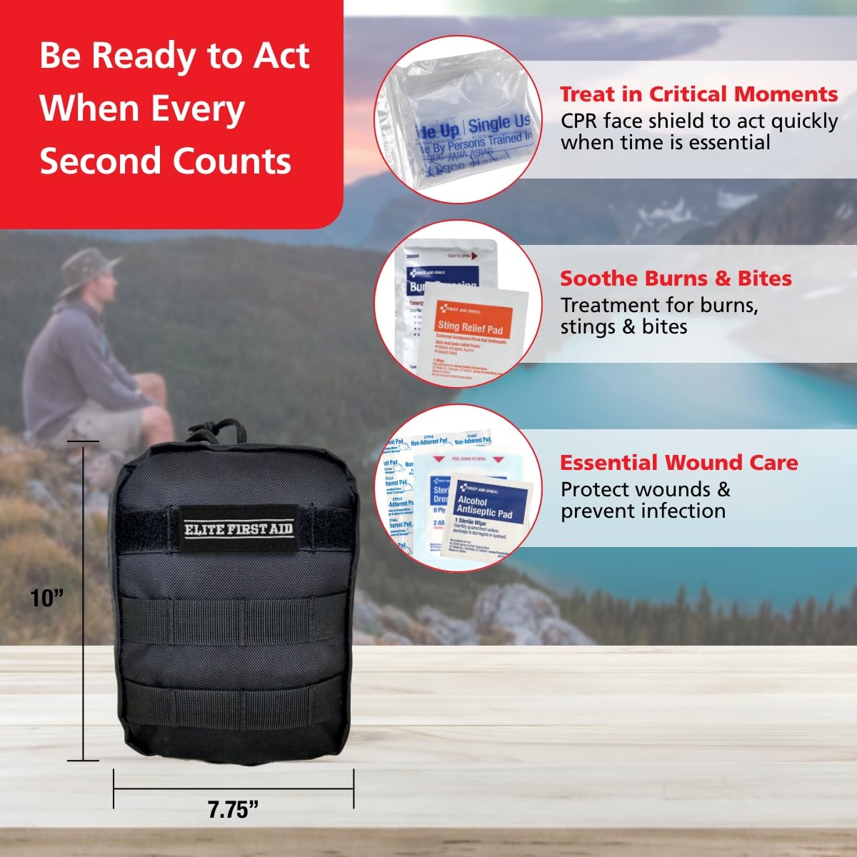 image:imageElite First Aid Tactical Survival Kit MOLLECompatible Tactical First Aid Kit for Home Car Camping Sports and More 91630