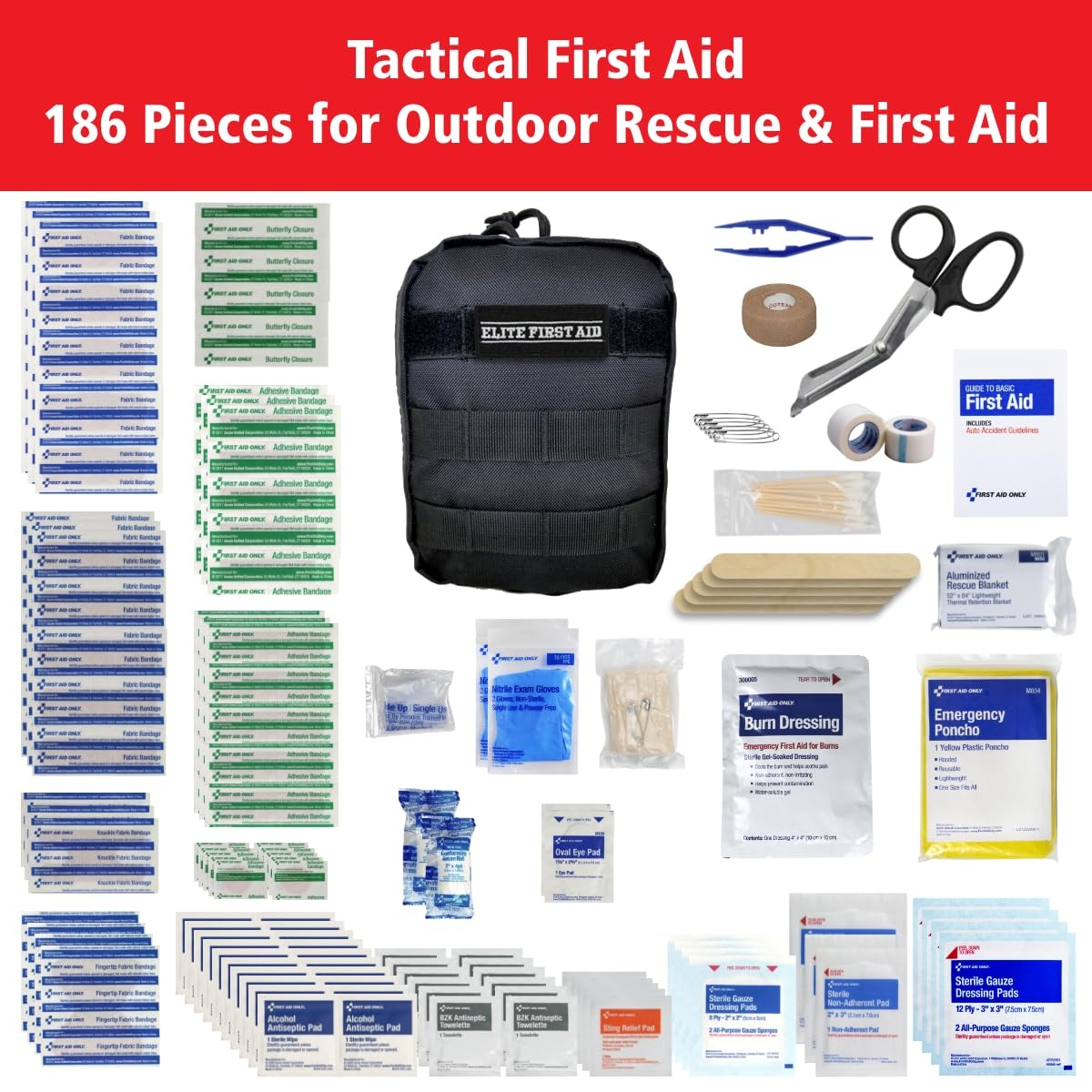 image:imageElite First Aid Tactical Survival Kit MOLLECompatible Tactical First Aid Kit for Home Car Camping Sports and More 91630