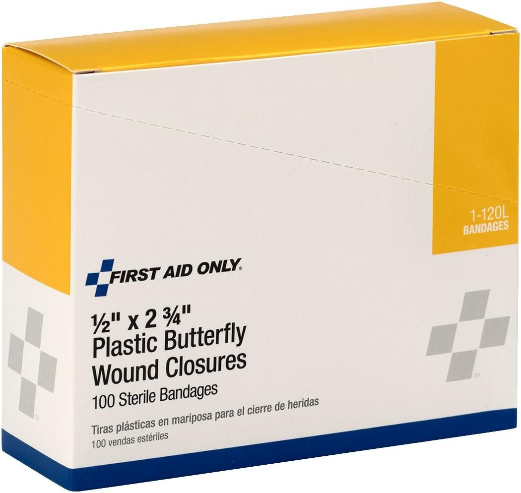 image:imageFirst Aid Only 1120L Butterfly Adhesive Wound Closure First Aid Kit Refill Supplies for Business Worksite and Home Large 2 34 x 12 Inch Box of 100