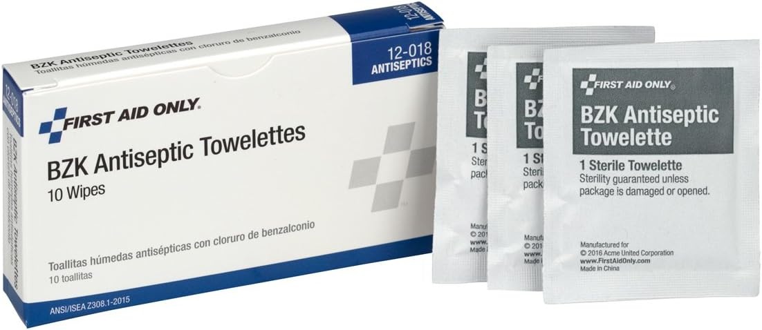 image:imageFirst Aid Only 12018 Benzalkonium Chloride Wipes Individually Wrapped 10 Count12018