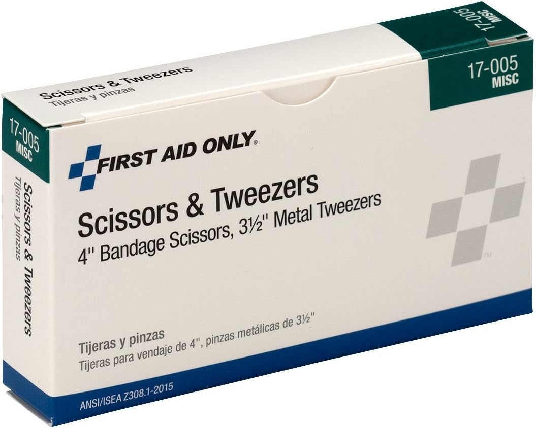image:imageFirst Aid Only 17005 Bandage Scissors and Forceps Tweezers Set for First Aid and More1 Count Pack of 1