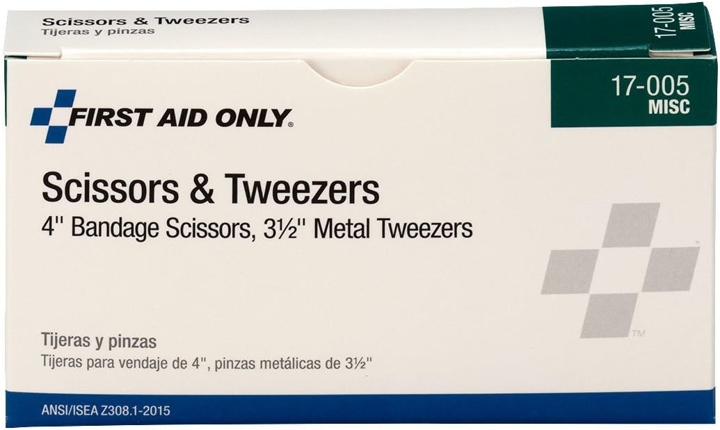 image:imageFirst Aid Only 17005 Bandage Scissors and Forceps Tweezers Set for First Aid and More1 Count Pack of 2