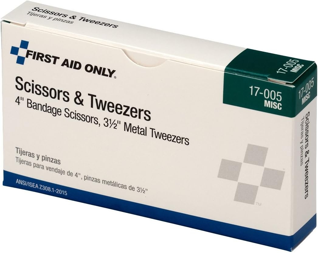 image:imageFirst Aid Only 17005 Bandage Scissors and Forceps Tweezers Set for First Aid and More1 Count Pack of 2