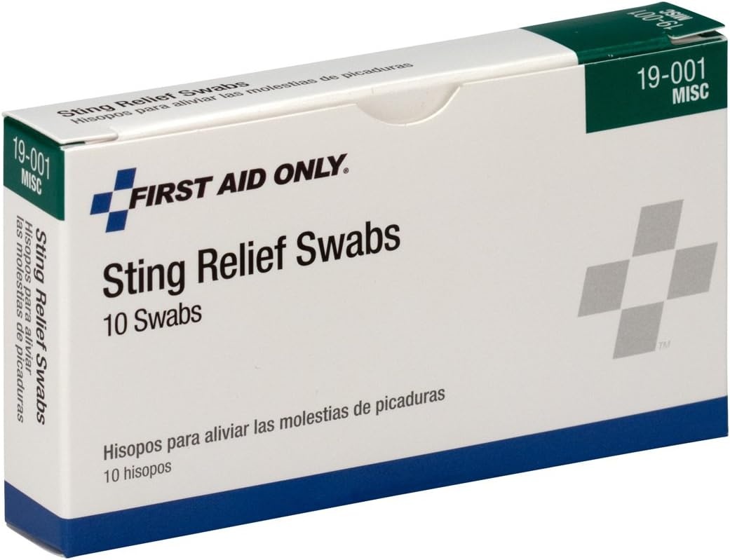 image:imageFirst Aid Only 19001 Sting Relief Swabs 4 x 225 x 075 10 Count10 Count Pack of 1