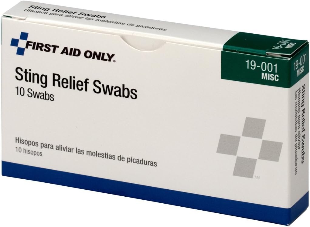 image:imageFirst Aid Only 19001 Sting Relief Swabs 4 x 225 x 075 10 Count10 Count Pack of 1