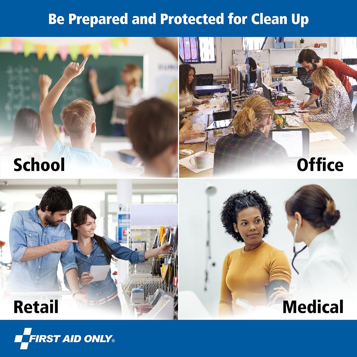 image:imageFirst Aid Only 6021 21Piece Body Fluid Clean Up Kit Commercial Cleaning Equipment for Spills in Weatherproof Plastic Case White