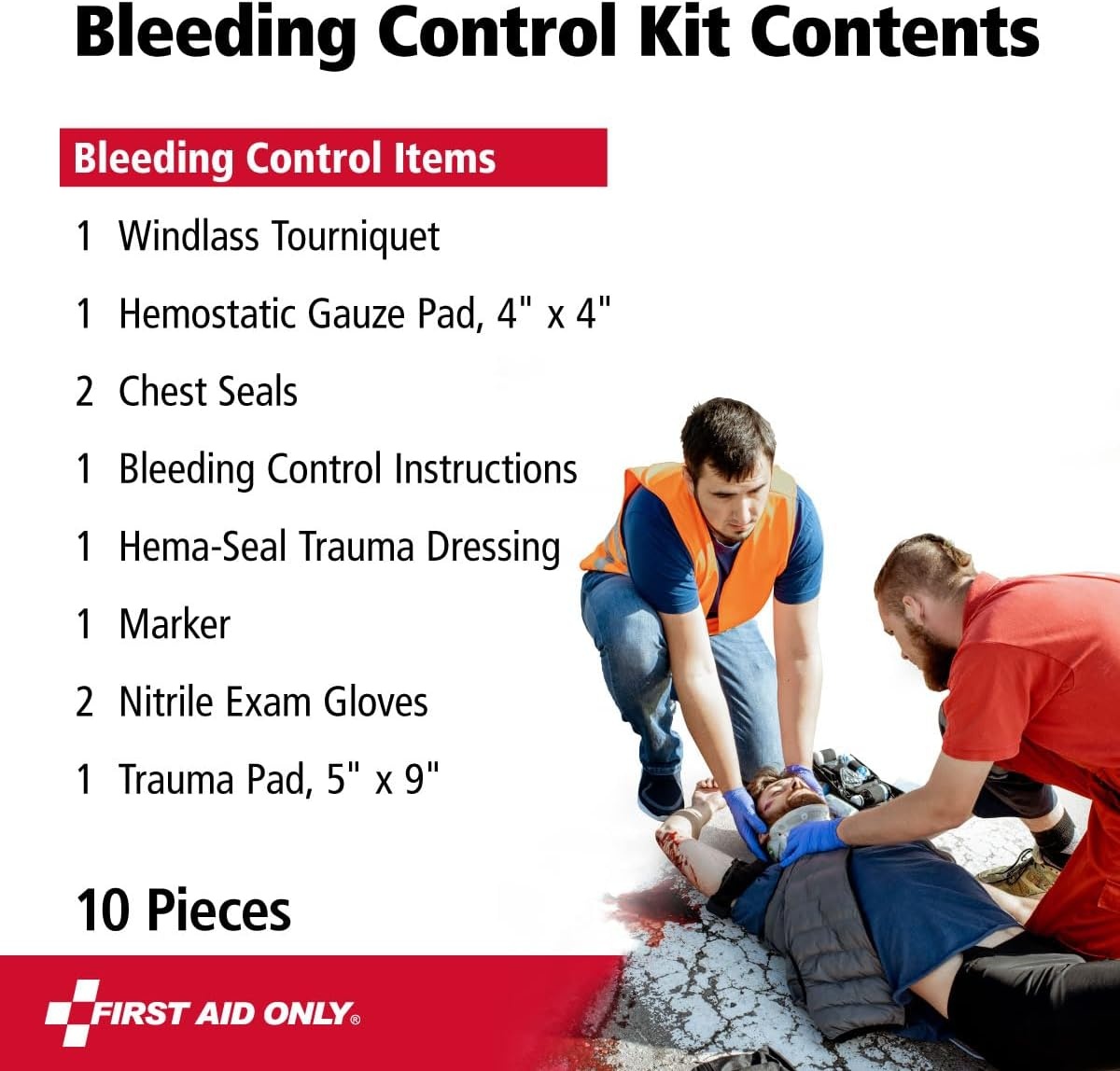 image:imageFirst Aid Only 91134 Critical Essentials Bleeding Control Kit for Limb amp Torso Wounds 8 PiecesChest Limb Torso Wounds