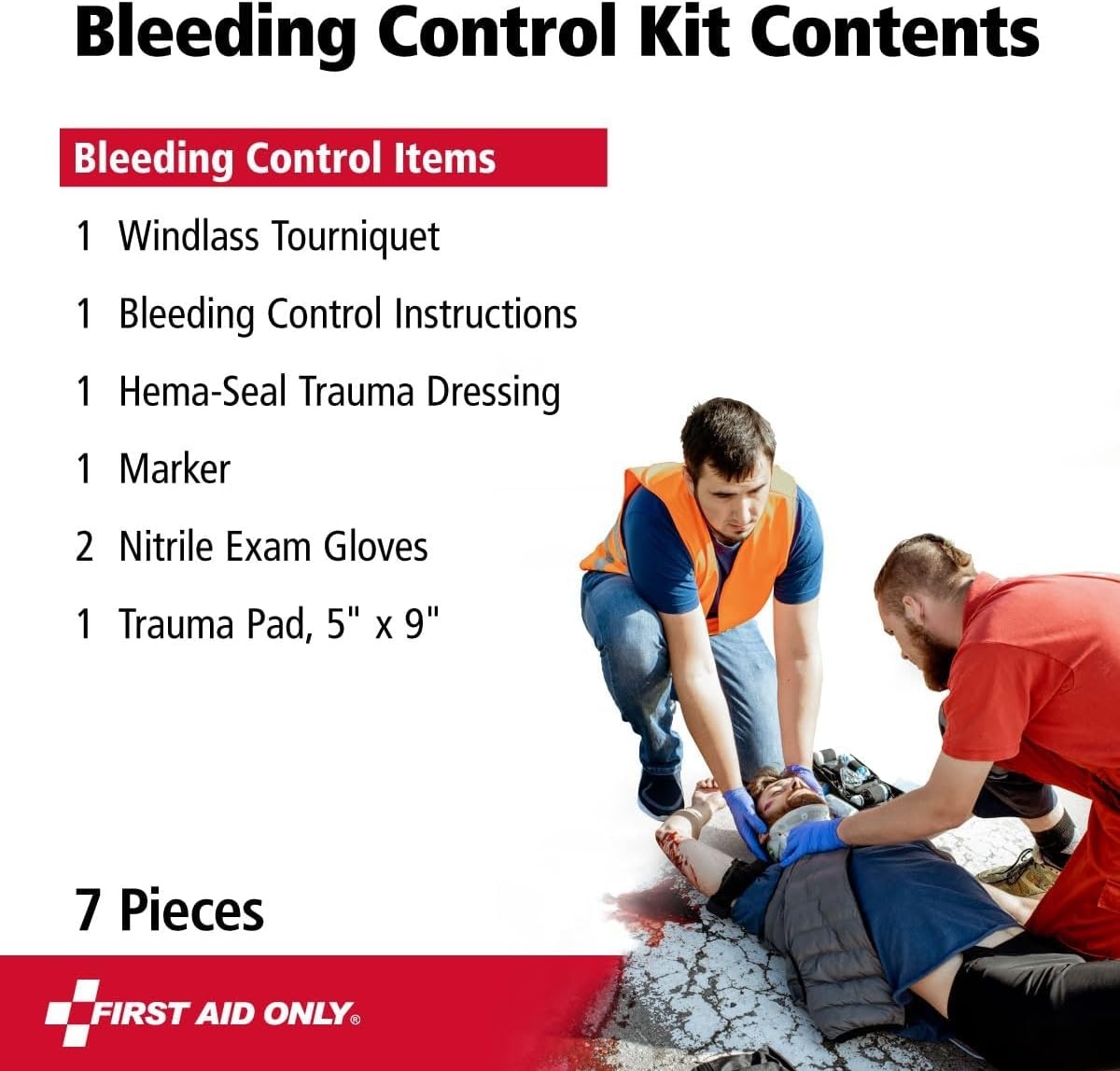 image:imageFirst Aid Only 91134 Critical Essentials Bleeding Control Kit for Limb amp Torso Wounds 8 PiecesLimb Wounds