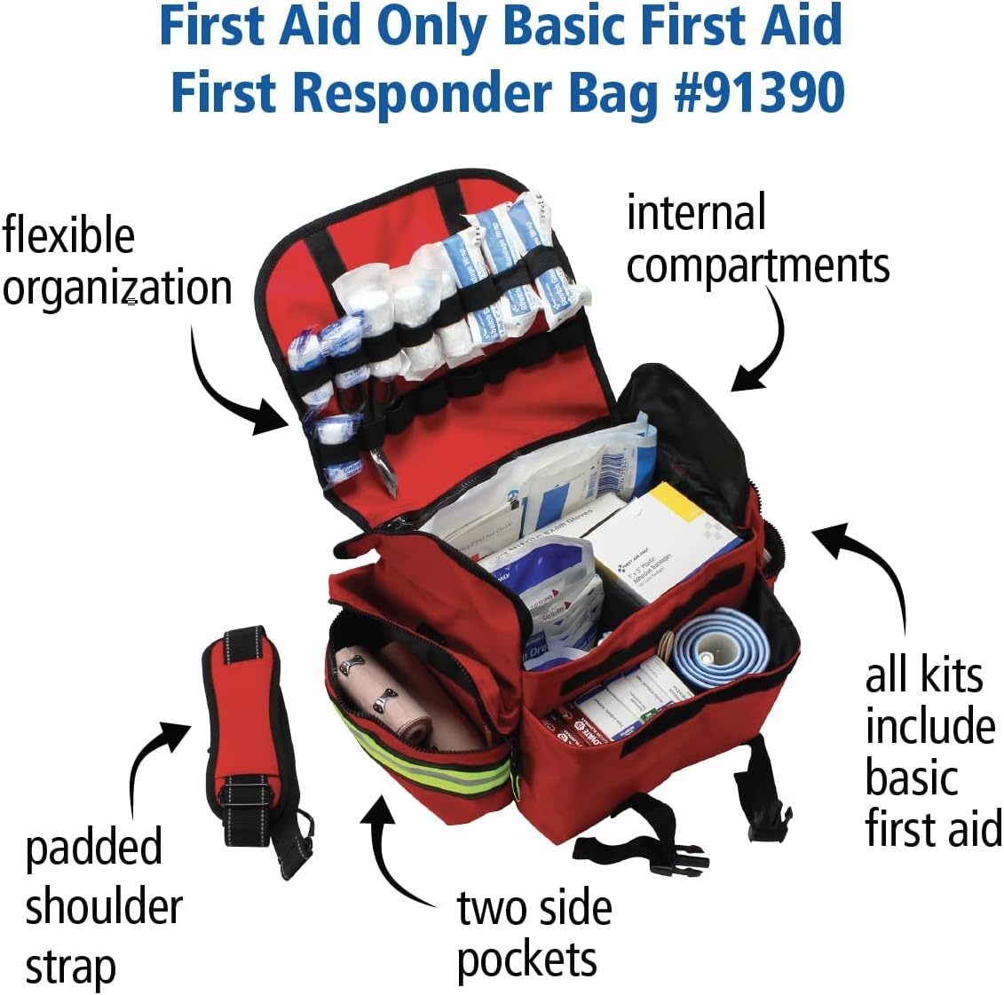 image:imageFirst Aid Only 91390 Basic First Aid Kit First Responder Bag 329 Pieces329 Pieces