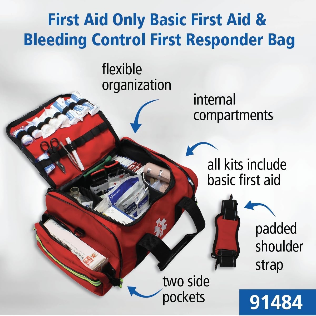 image:imageFirst Aid Only 91390 Basic First Aid Kit First Responder Bag 329 Pieces335 Pieces