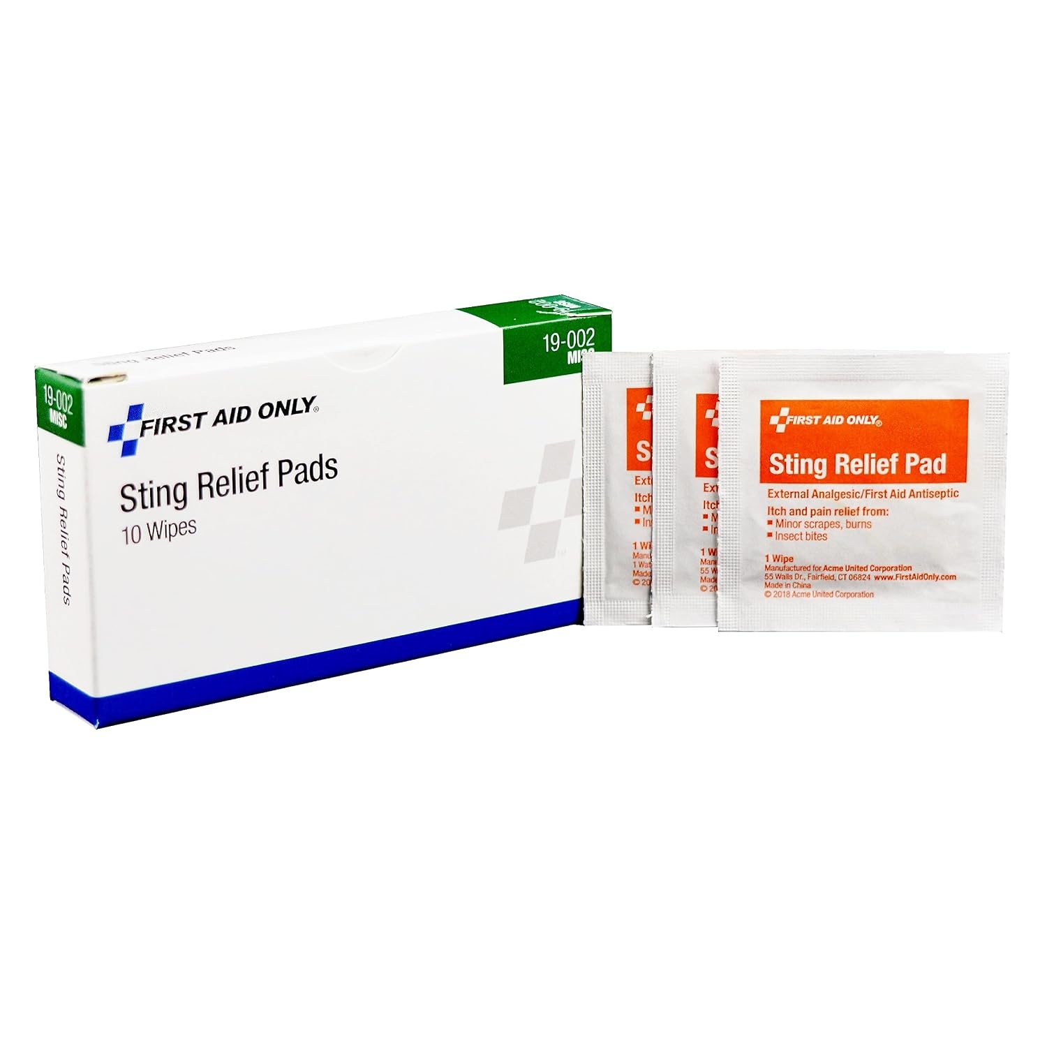 image:imageFirst Aid Only Sting Relief Pads Box of 1019002 Pack of 3