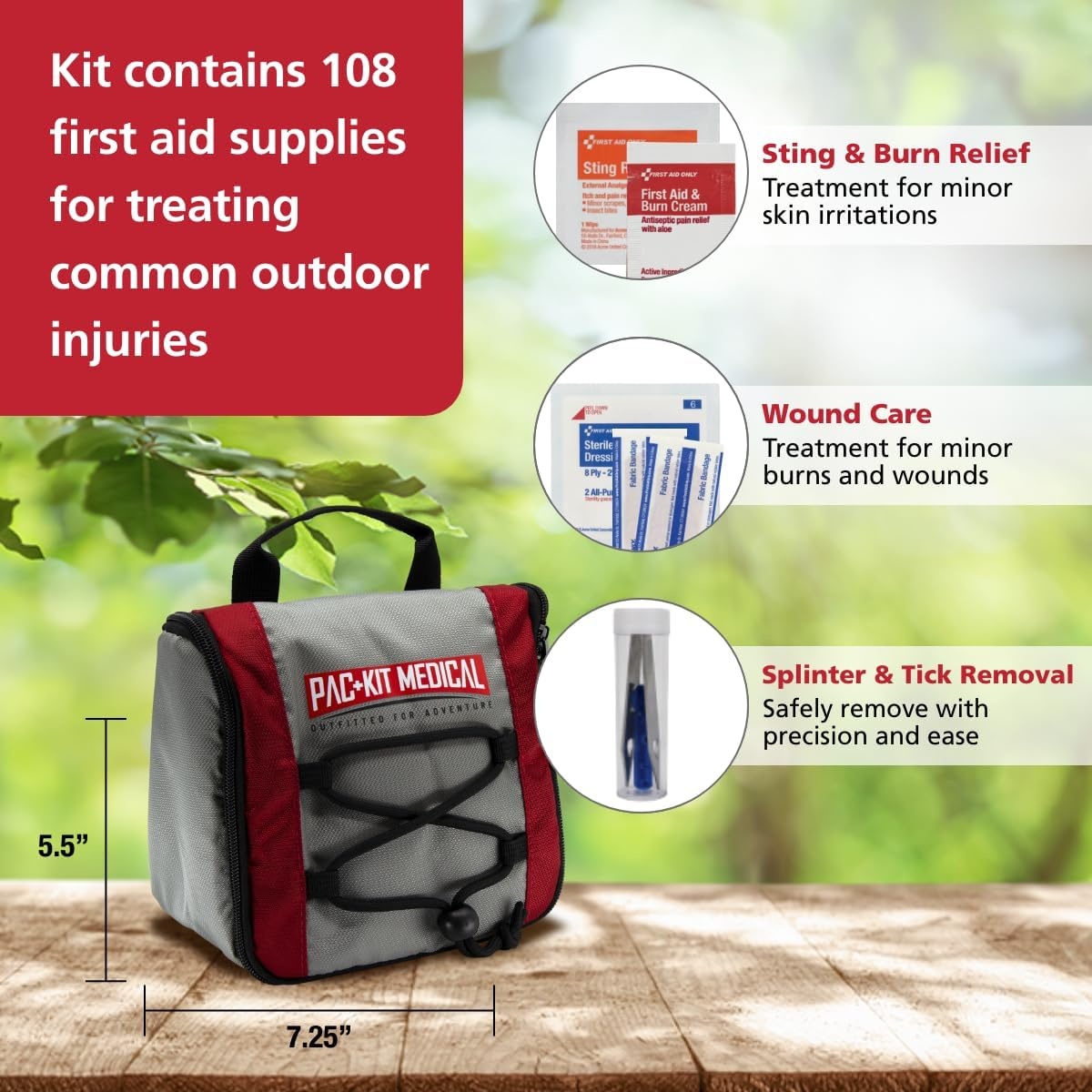 image:imagePacKit Trailblazer 3 Outdoor First Aid Kit for Hiking Camping and Outdoor Travel 108 PiecesLarge