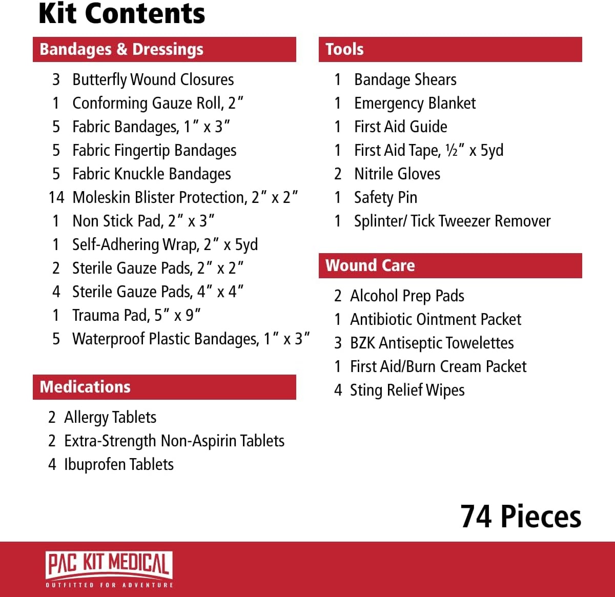 image:imagePacKit Trailblazer 3 Outdoor First Aid Kit for Hiking Camping and Outdoor Travel 108 PiecesMedium