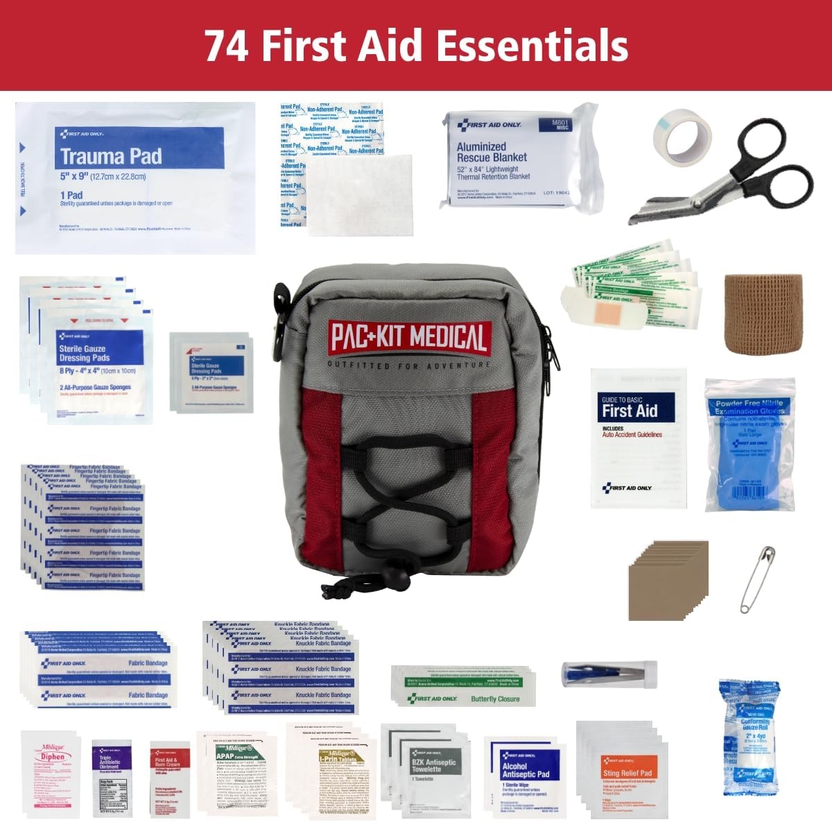 image:imagePacKit Trailblazer 3 Outdoor First Aid Kit for Hiking Camping and Outdoor Travel 108 PiecesMedium