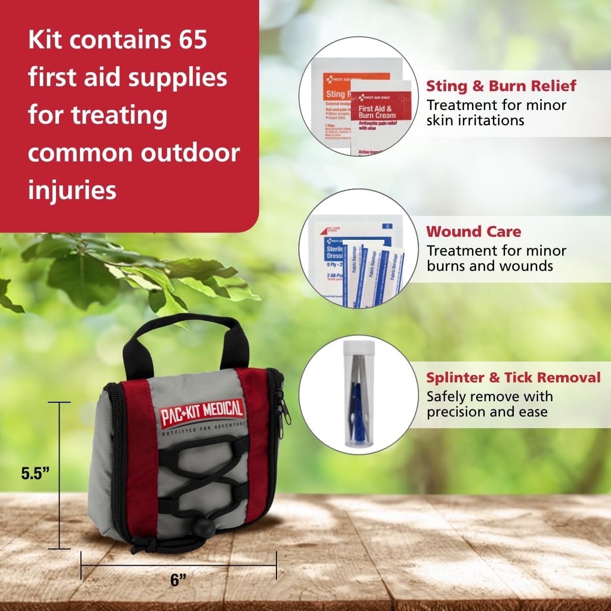 image:imagePacKit Trailblazer 3 Outdoor First Aid Kit for Hiking Camping and Outdoor Travel 108 PiecesSmall
