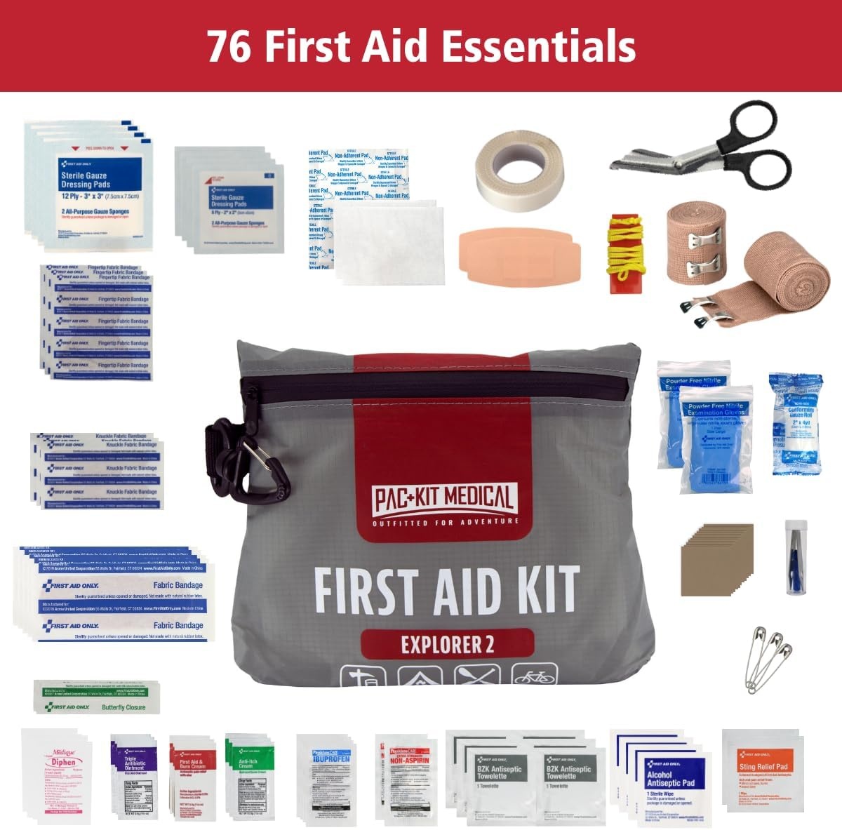 image:imagePacKit Watertight Explorer 1 First Aid Kit for Hiking Camping and Outdoor Activities 67 PiecesMedium