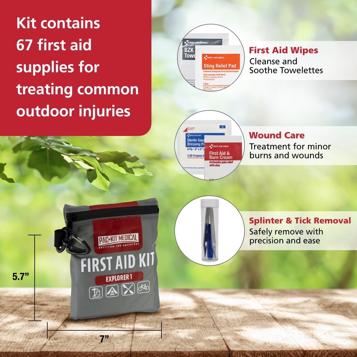 image:imagePacKit Watertight Explorer 1 First Aid Kit for Hiking Camping and Outdoor Activities 67 PiecesSmall