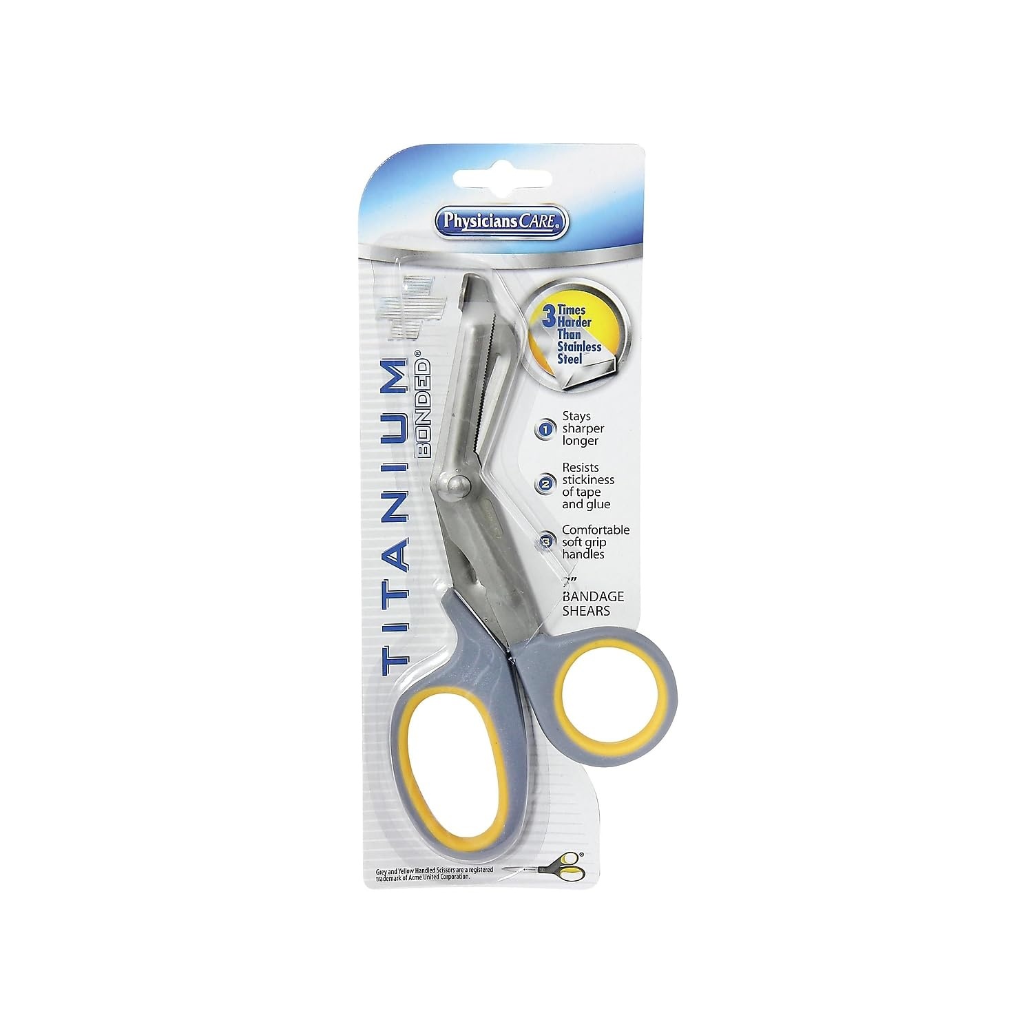 image:imagePhysiciansCare by First Aid Only 90292 Bonded Titanium First Aid Bandage Scissors 7 Bent GrayYellow