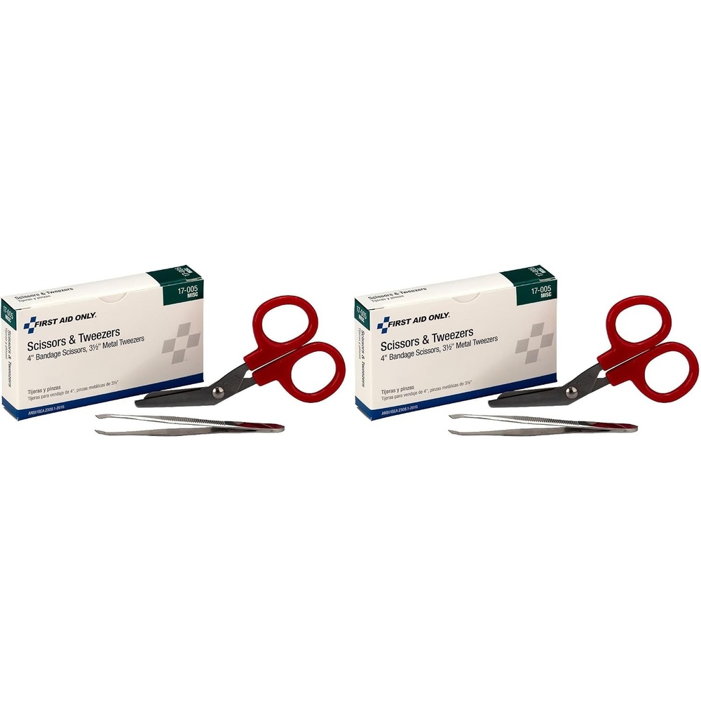 image:imageFirst Aid Only 17005 Bandage Scissors and Forceps Tweezers Set for First Aid and More1 Count Pack of 2