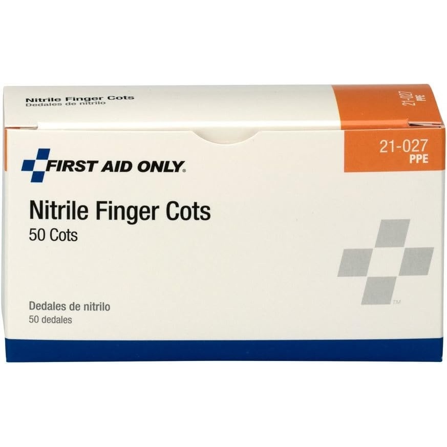 image:imageFirst Aid Only 21027 Nitrile Latex Free Finger Cots First Aid Kit Refill Supplies for Business Food Service and Home Box of 50