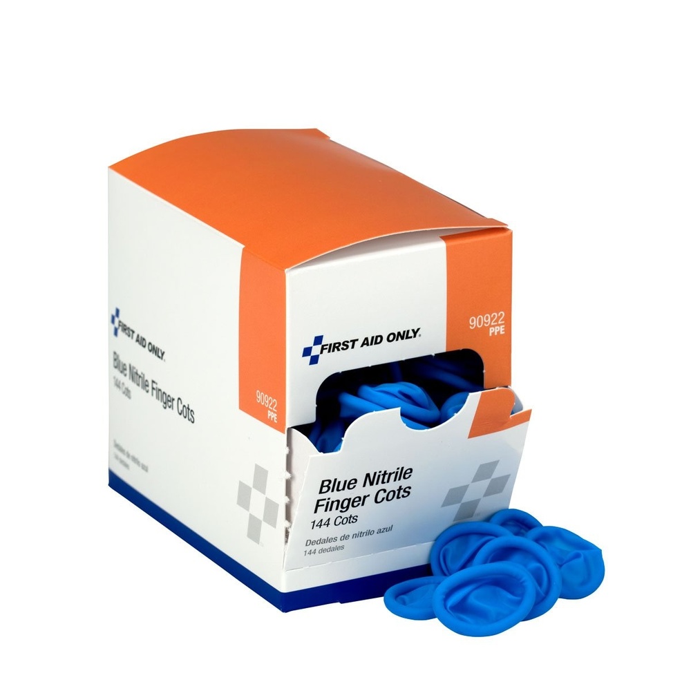 image:imageFirst Aid Only 90922 Blue Nitrile Finger Cots Disposable Rubber Finger Protectors for Offices Kitchens Home and More 144 Pack