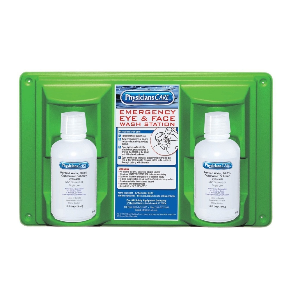 image:imagePhysiciansCare WallMountable Eyewash Station with 2 Bottles of Eye Wash Solution 16 Oz Each