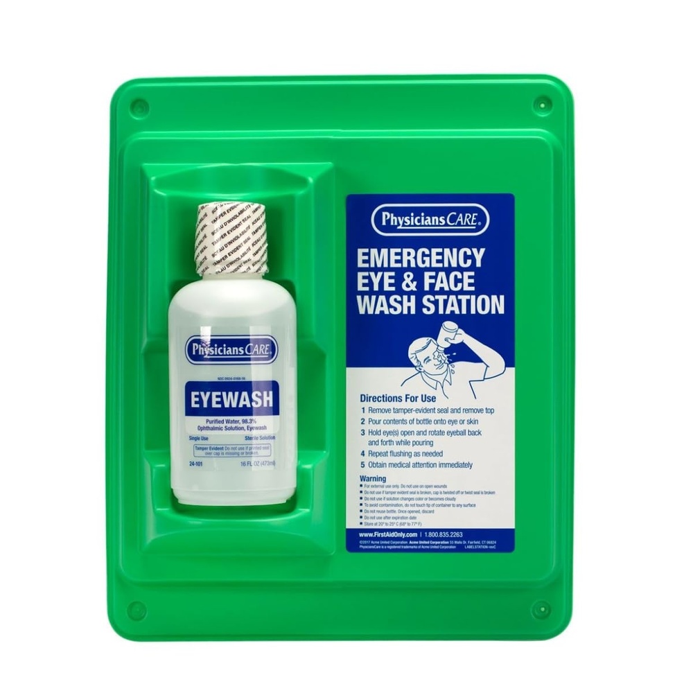 image:imagePhysiciansCare WallMountable Eyewash Station with Single Bottle of Eye Wash Solution 16 oz1 Count Pack of 1
