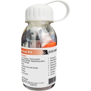 image:imageElite First Aid 28Piece Emergency Water Bottle Survival Kit Convenient Survival Gear and Camping Essentials in a Reusable Water Bottle 91628