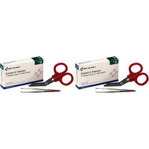 image:imageFirst Aid Only 17005 Bandage Scissors and Forceps Tweezers Set for First Aid and More1 Count Pack of 2