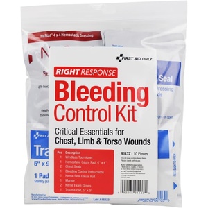 image:imageFirst Aid Only 91134 Critical Essentials Bleeding Control Kit for Limb amp Torso Wounds 8 PiecesChest  Limb  Torso Wounds