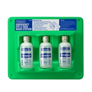 image:imagePhysiciansCare WallMountable Eyewash Station with 3 ScrewCap Bottles of Eye Wash Solution 8 oz EachEyewash Station  Triple Bottle