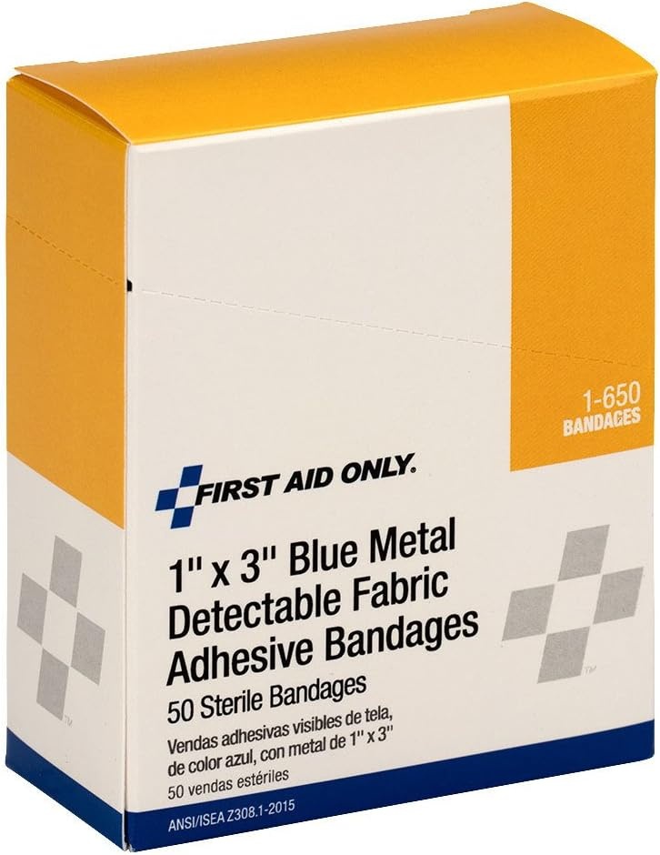 image:imageBlue Metal Detectable 1x3 Fabric Bandages 50box