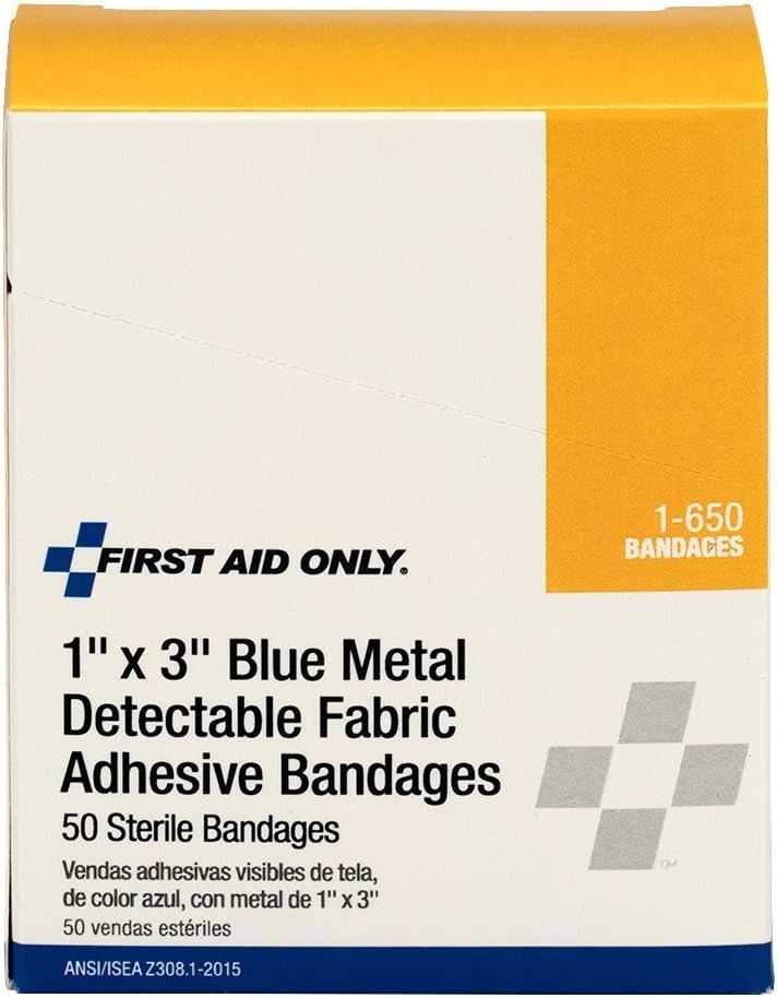 image:imageBlue Metal Detectable 1x3 Fabric Bandages 50box