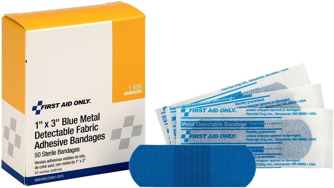 image:imageBlue Metal Detectable 1x3 Fabric Bandages 50box