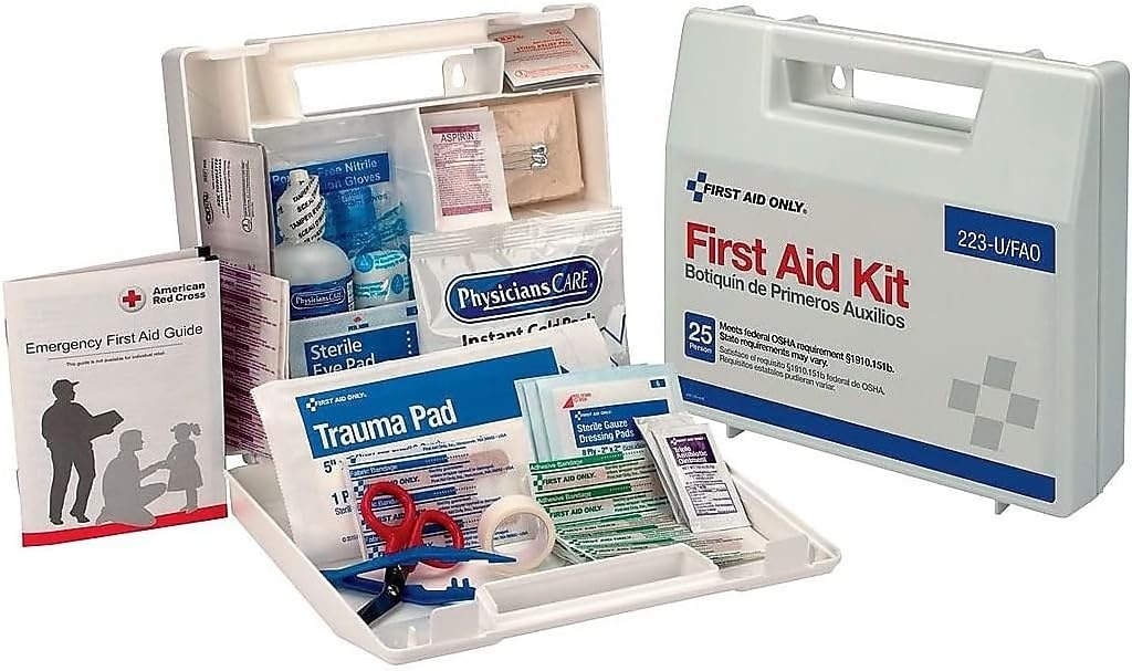 image:imageFirst Aid Only 223U OSHACompliant First Aid Kit AllPurpose 25Person Emergency First Aid Kit for Business Worksite Home and Vehicle 106 Pieces25 x 84 x 9