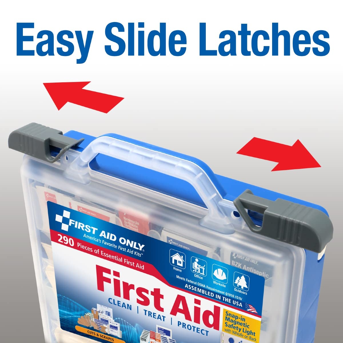 image:imageFirst Aid Only 290 Piece AllPurpose First Aid Kit with Magnetic Safety Light