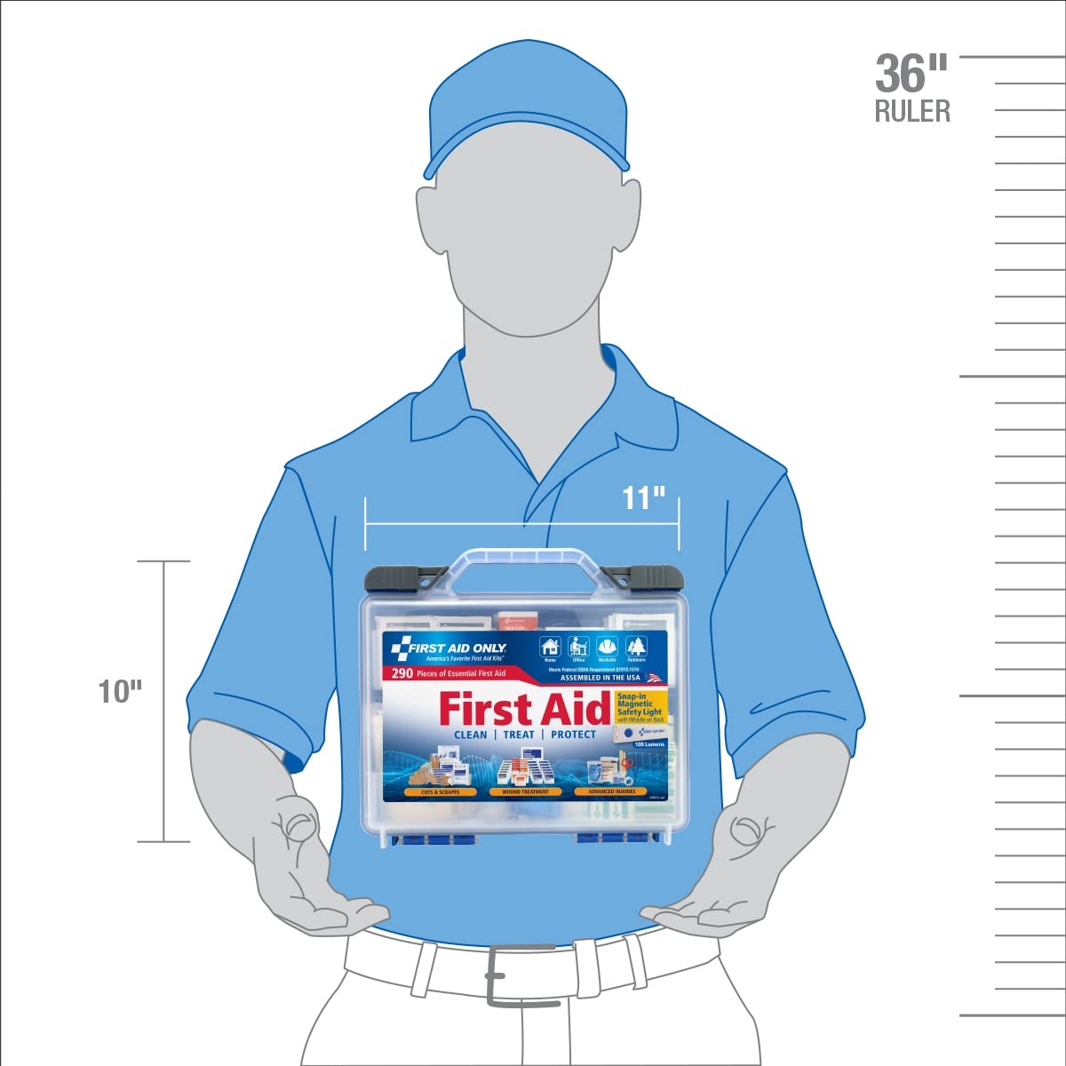 image:imageFirst Aid Only 290 Piece AllPurpose First Aid Kit with Magnetic Safety Light
