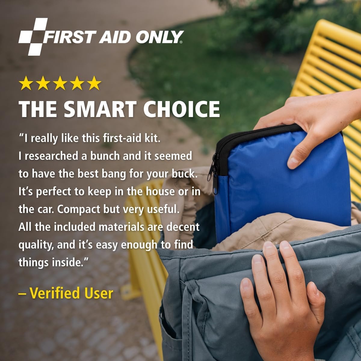 image:imageFirst Aid Only 298 Piece AllPurpose Emergency First Aid Kit for Home Office Car Apartment Dorm and Camping TravelFriendly Compact Pouch Fits in Backpacks Suitcases Cabinets and Drawers298 Pieces