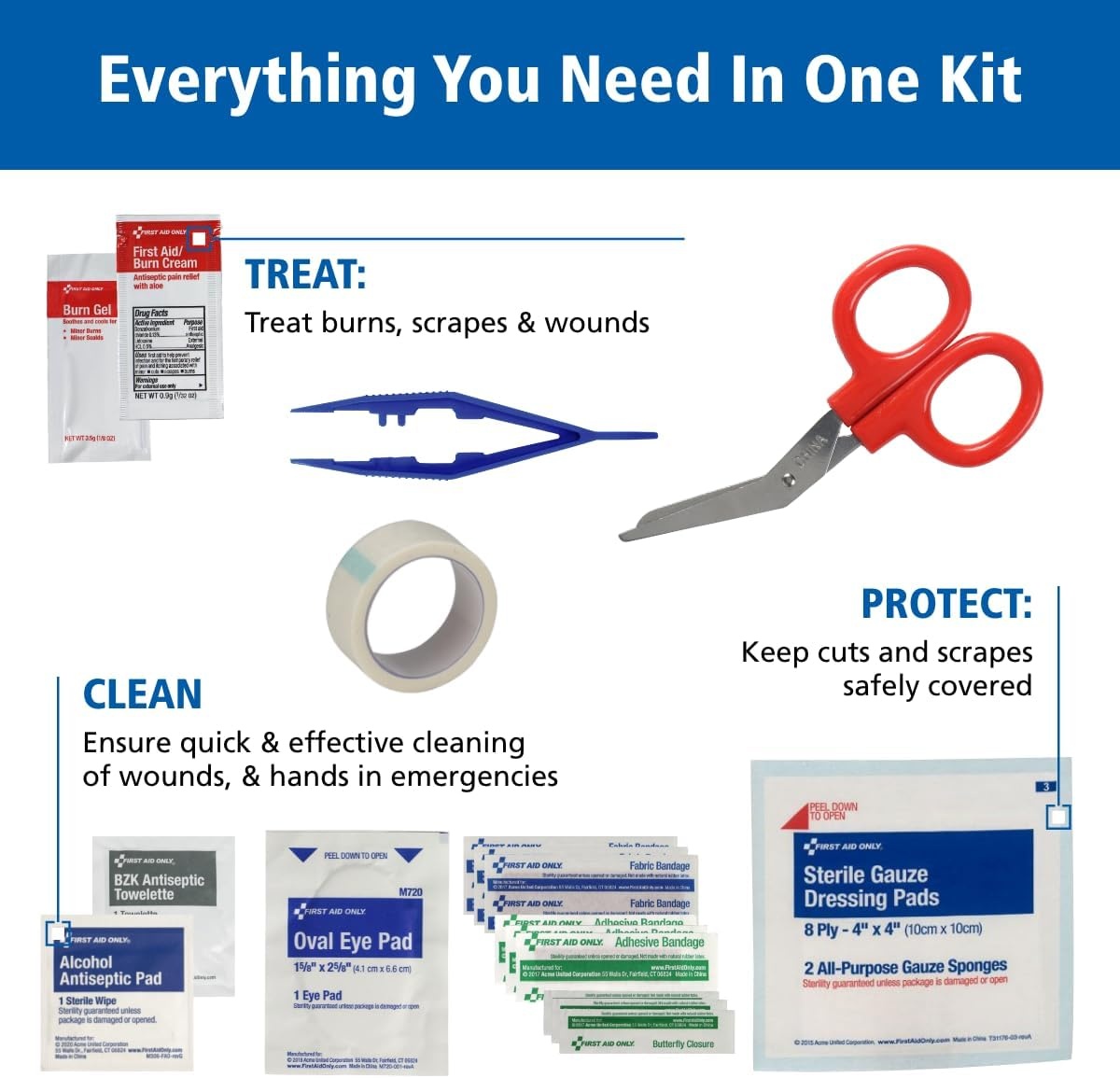 image:imageFirst Aid Only 298 Piece AllPurpose Emergency First Aid Kit for Home Office Car Apartment Dorm and Camping TravelFriendly Compact Pouch Fits in Backpacks Suitcases Cabinets and Drawers298 Pieces