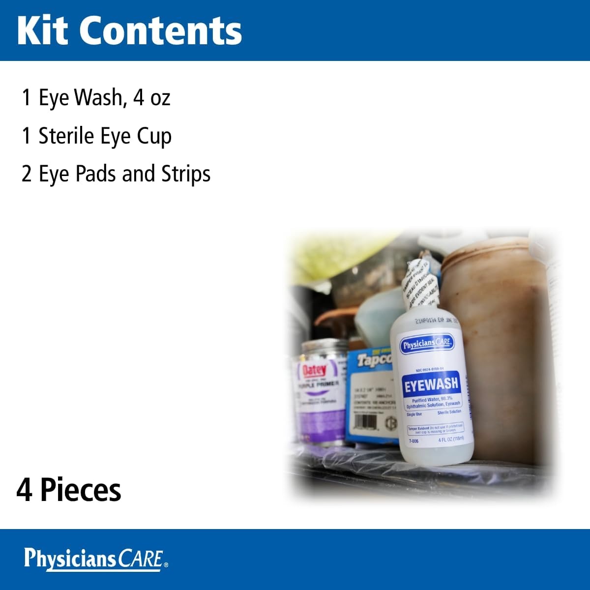image:imageFirst Aid Only 6Piece Eye Wash Kit with Oval Eye Pads First Aid Adhesive Strips Emergency Eye Rinse amp Eye Wash Cup