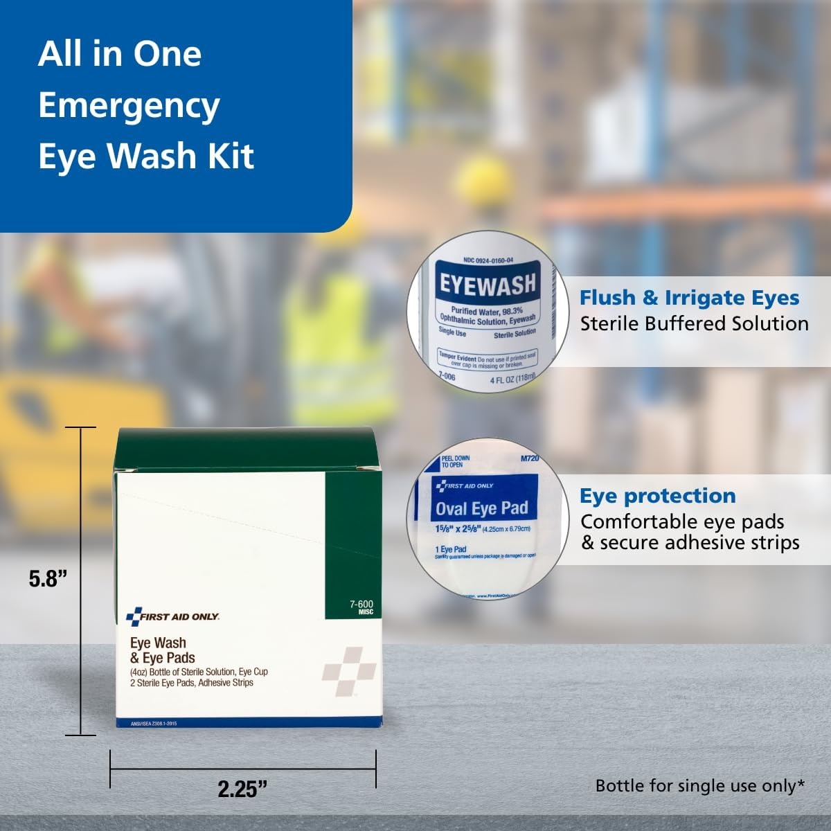 image:imageFirst Aid Only 6Piece Eye Wash Kit with Oval Eye Pads First Aid Adhesive Strips Emergency Eye Rinse amp Eye Wash Cup