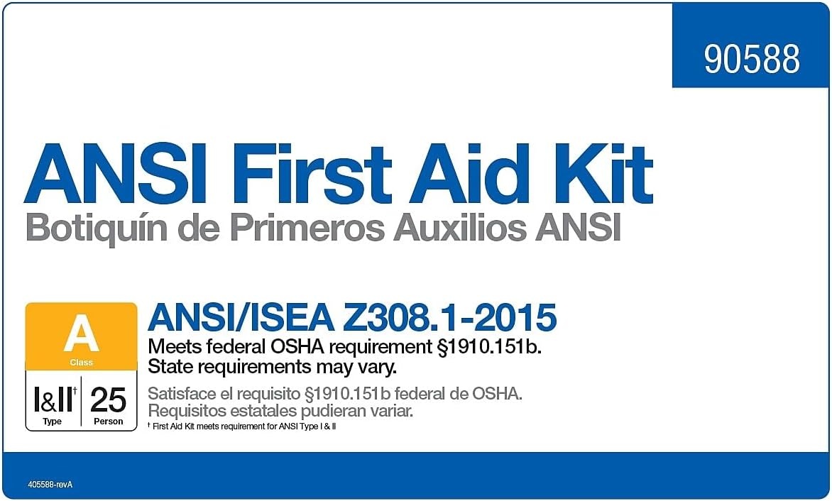 image:imageFirst Aid Only 90562 ANSI A 2015 and OSHA Compliant First Aid Kit 25Person Emergency First Aid Kit for Business Home Car and Construction Sites 89 PiecesNot Applicabe