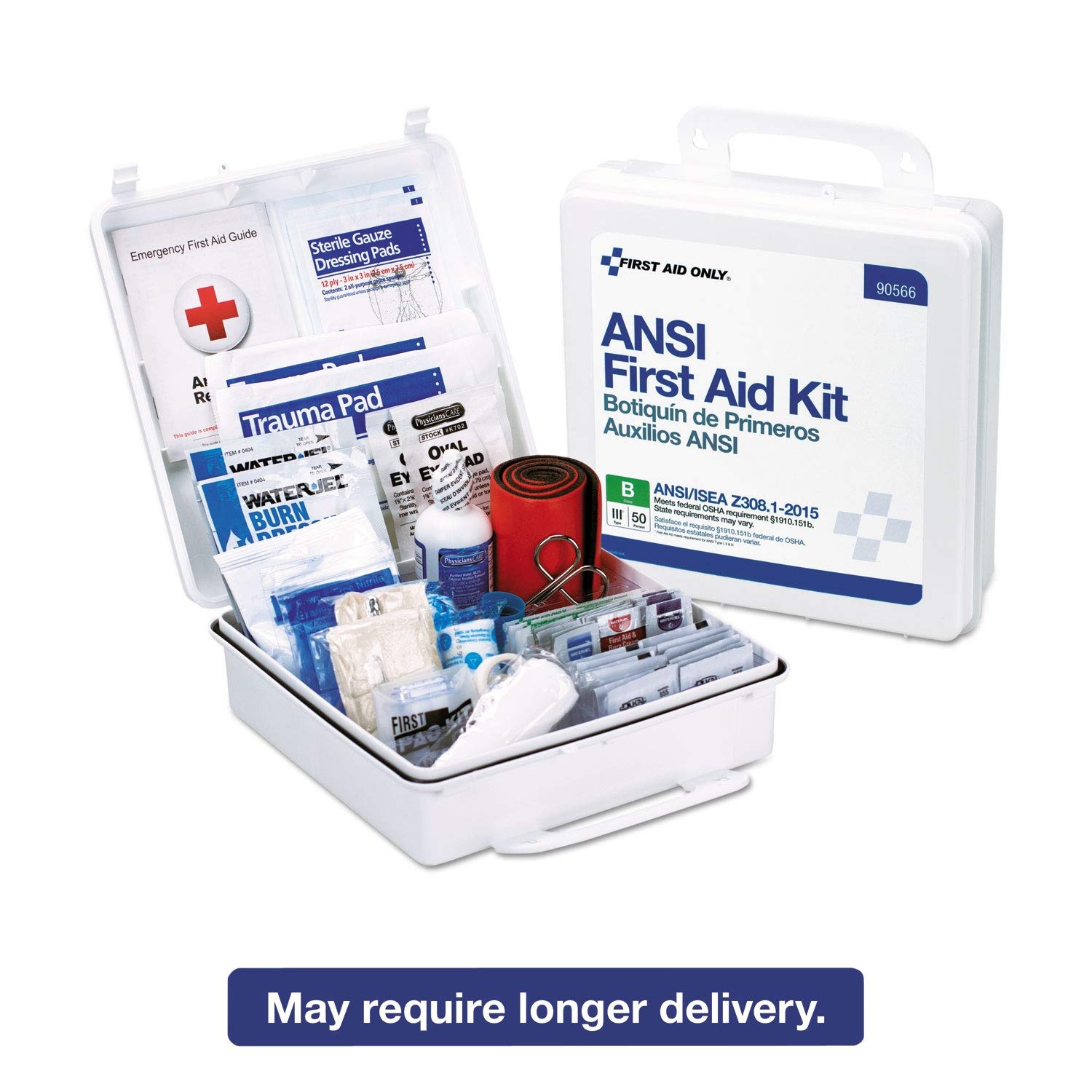 image:imageFirst Aid Only 90566 ANSI B 2015 and OSHA Compliant First Aid Kit 50Person Emergency First Aid Kit for Business Home Car and Worksites 199 Pieces