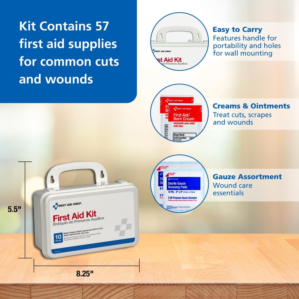 image:imageFirst Aid Only 91249 OnTheGo AllPurpose Emergency First Aid Kit for Car Travel Home and Business 105 PiecesAid Kit