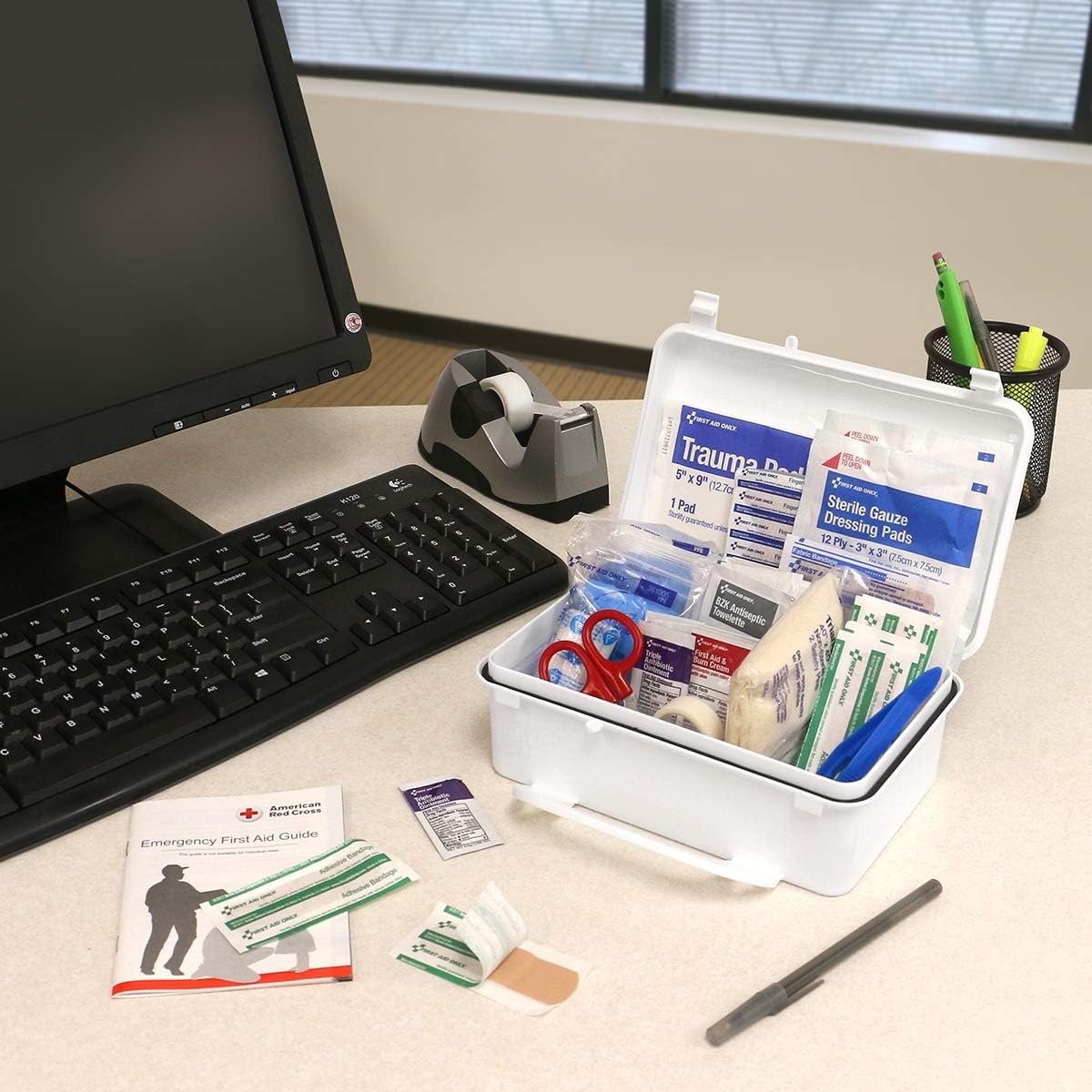 image:imageFirst Aid Only 91249 OnTheGo AllPurpose Emergency First Aid Kit for Car Travel Home and Business 105 PiecesAid Kit