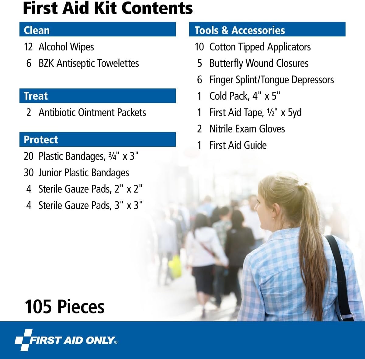 image:imageFirst Aid Only 91249 OnTheGo AllPurpose Emergency First Aid Kit for Car Travel Home and Business 105 PiecesFirst Aid Kit