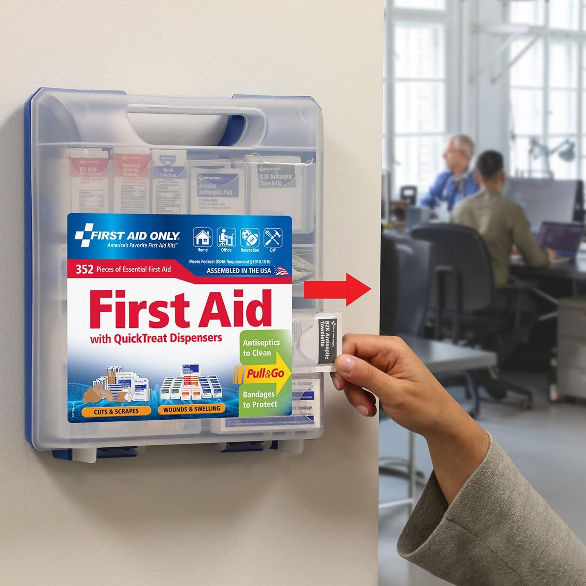 image:imageFirst Aid Only 91268 QuickTreat Dispenser Emergency First Aid Kit for Home Work and Travel 352 Pieces