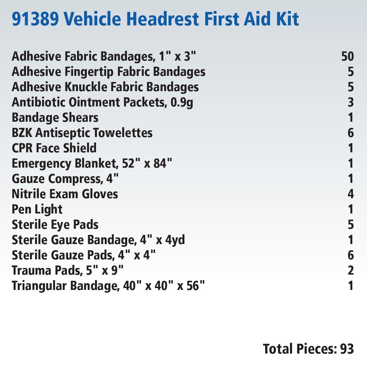 image:imageFirst Aid Only 91389 Vehicle Headrest First Aid Kit for Car 93 Pieces