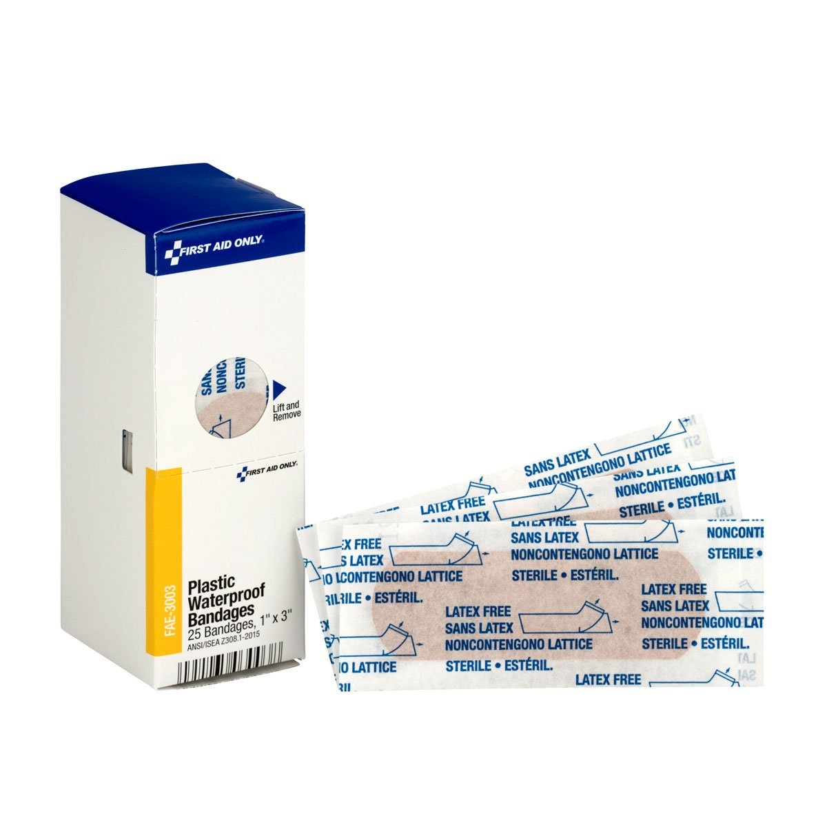 image:imageFirst Aid Only FAE3003 SmartCompliance Refill 1 x 3 Waterproof Plastic Bandages 25 Count