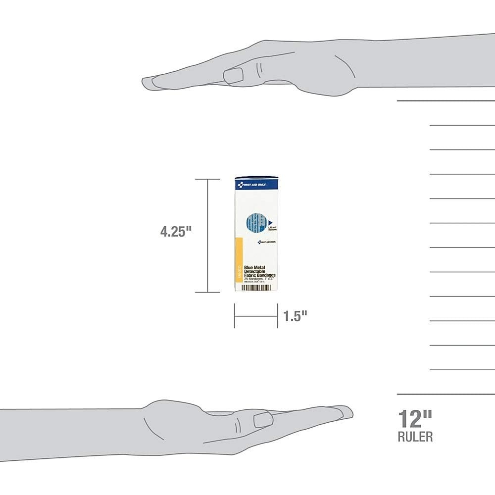 image:imageFirst Aid Only FAE3010 SmartCompliance Refill Blue Metal Detectable Bandages 1 x 3 Inch 25 Count